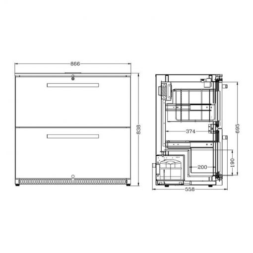 Husky 190L Double Drawer Drinks Fridge Plan