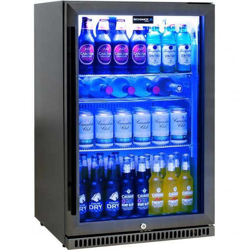 Schmick Black Stainless Steel Bar Fridge SK118R-BS